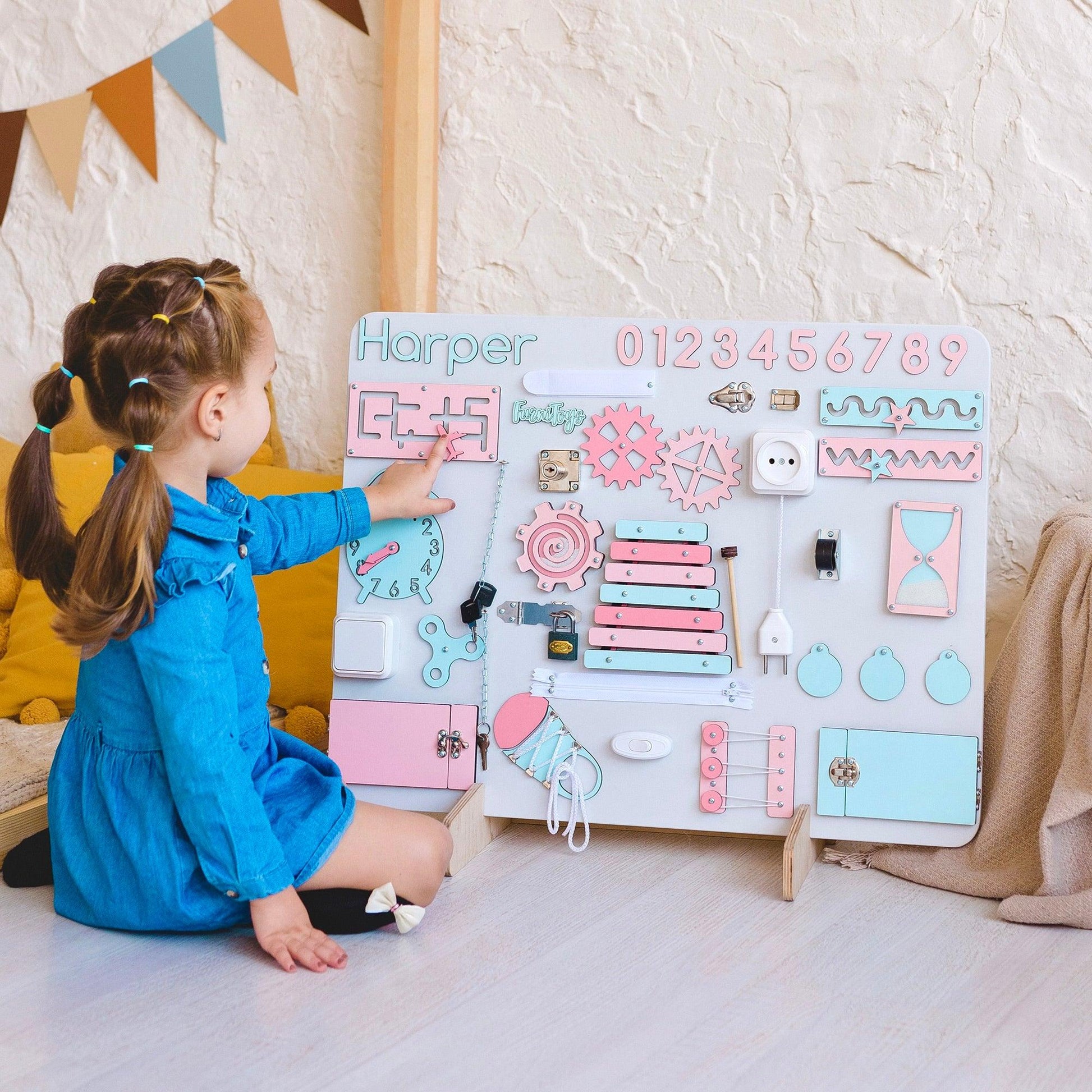 Busy Board for 1 Year Old Toddlers – Large Montessori Activity Board - FurniToys