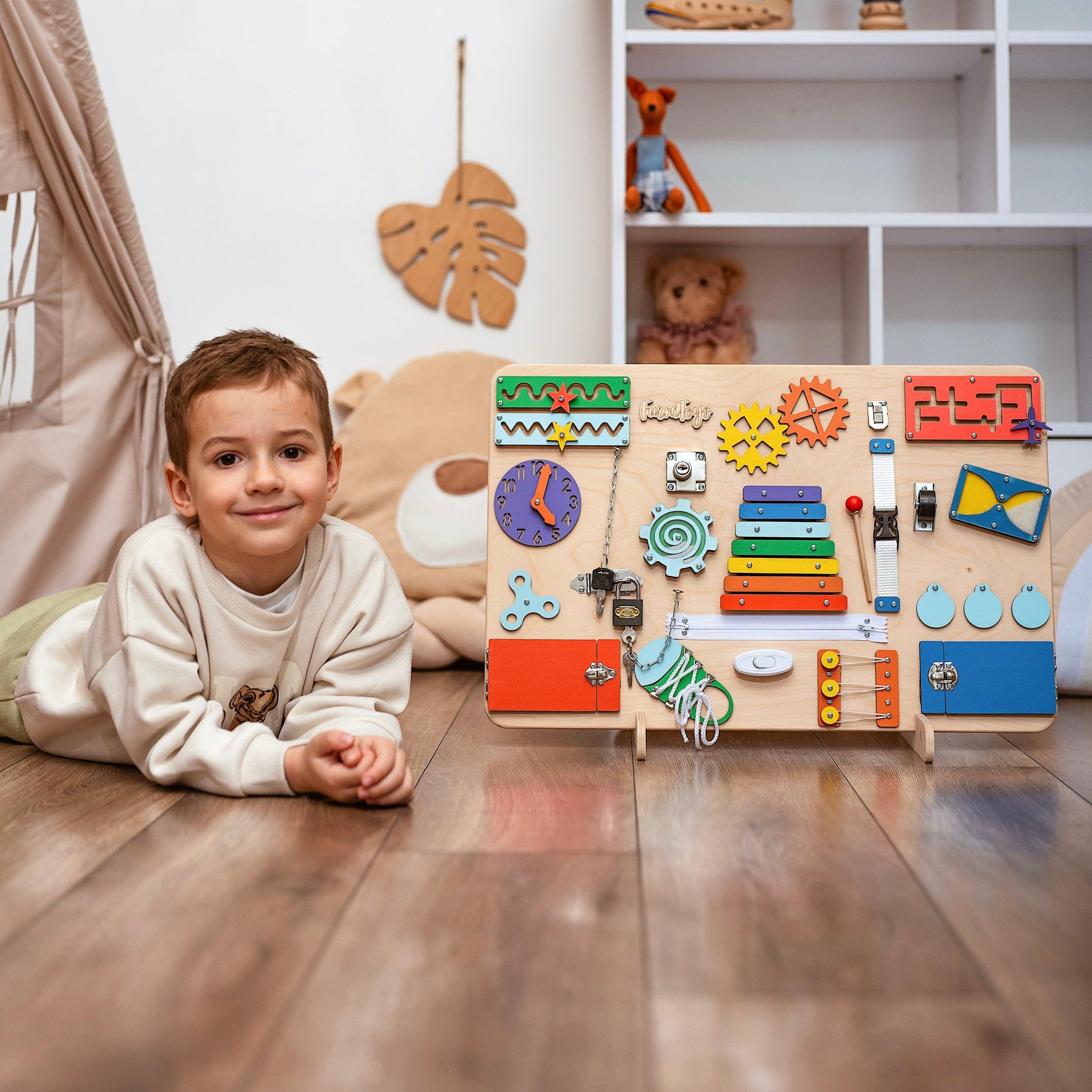 Busy Board – Medium Montessori Sensory Board for Toddlers - FurniToys